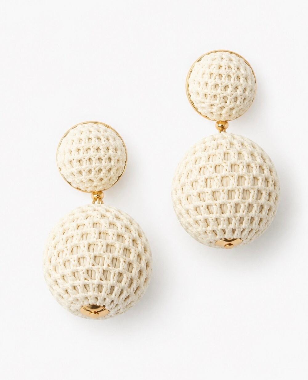 Tuckernuck Jewelry Cream Netting Lantern Earrings Thread Drop NIB